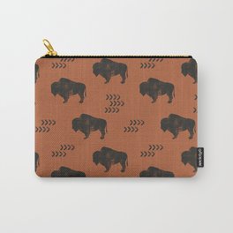 distressed buffalo on rust Carry-All Pouch