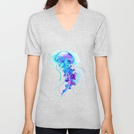 Big Blue Jellyfish V Neck T Shirt