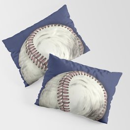 Vintage Distressed Baseball Art Navy Blue Pillow Sham