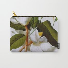 Vintage Botanical White Magnolia Flower Art Carry-All Pouch