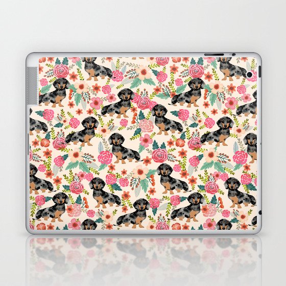 Dachshund dapple coat dog breed floral pattern must have doxie gifts dachsies Laptop & iPad Skin