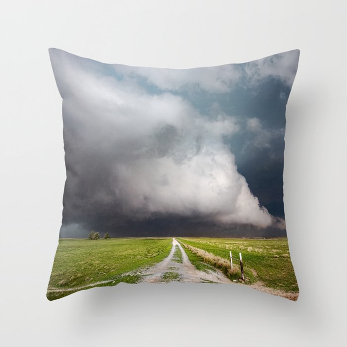 Low Clearance - Country Road Leads to Ground Scraping Storm Cloud on Spring  Day in Oklahoma Throw Pillow by Sean Ramsey