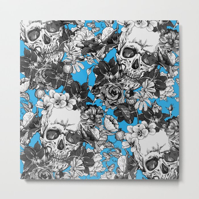 SKULLS - blue - Metal Print