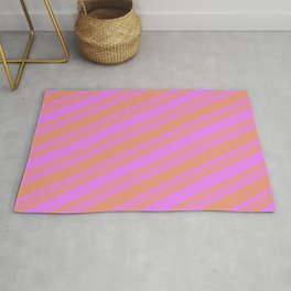 [ Thumbnail: Violet and Dark Salmon Colored Striped/Lined Pattern Rug ]