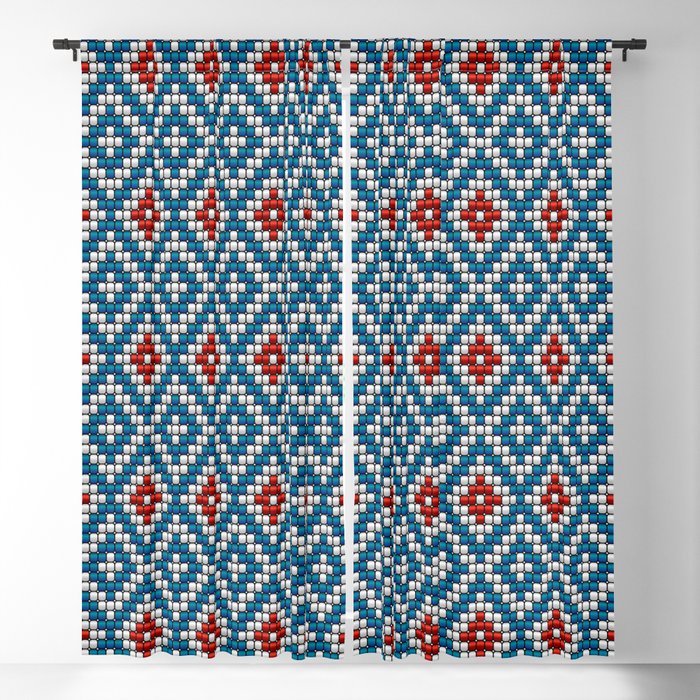 Beads blue red ethnic motif Blackout Curtain