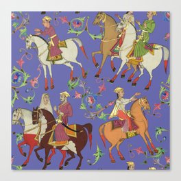 Horse-drawn Wedding Procession - Horse Riding tribal pattern on Veri Peri   Canvas Print