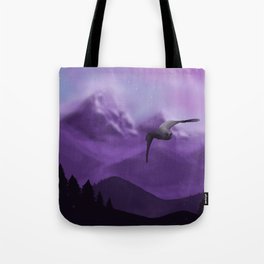 Misty Mountains - Flying Owl (purple) Tote Bag
