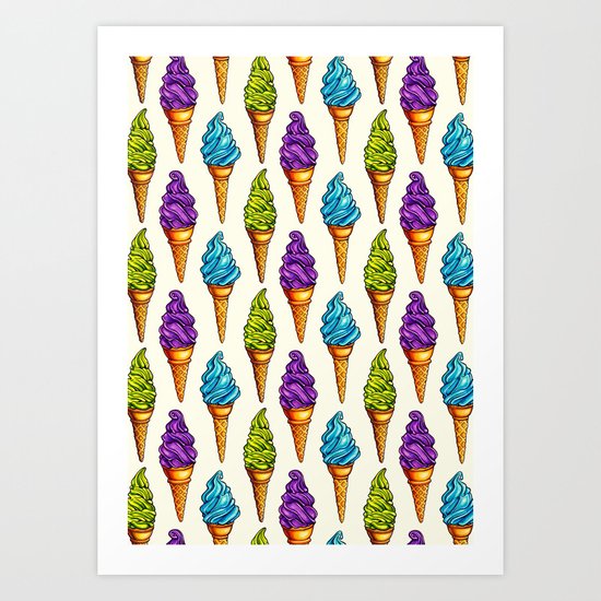 Ice Cream Blue Purple Green Art Print