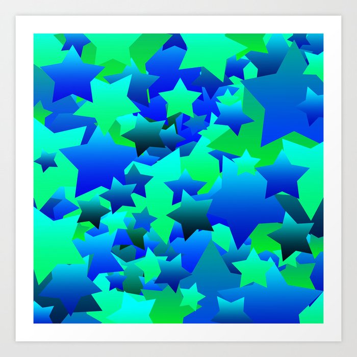bubble stars blue art