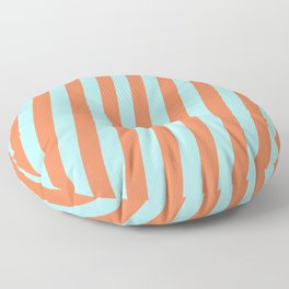 [ Thumbnail: Turquoise and Coral Colored Stripes Pattern Floor Pillow ]