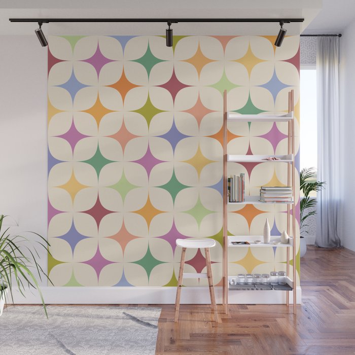 Colorful Festive Mid-Century Sparkles Wall Mural