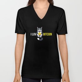 I Luv Bitcoin Cat Cryptocurrency Btc Cat V Neck T Shirt