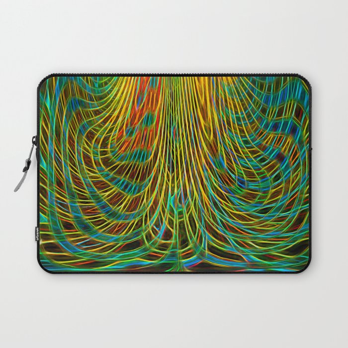 Vibrant Green and Yellow Psychedelic Swirl Art Laptop Sleeve