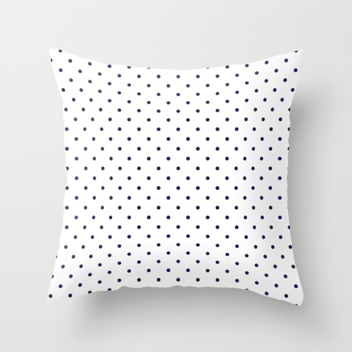 Small Navy Blue Polka dots Background Throw Pillow