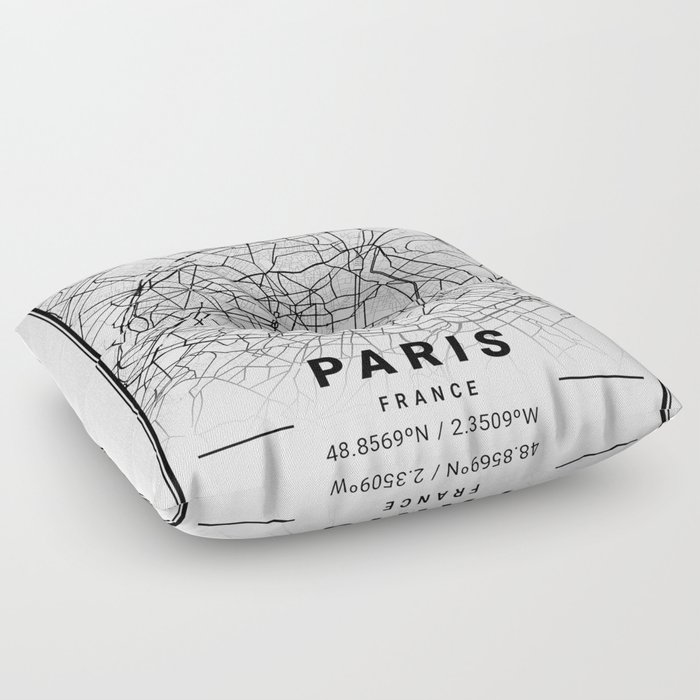 Paris tourist map Floor Pillow