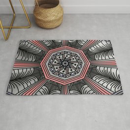 Abstract Artwork 9 coral colour - doodling style Rug