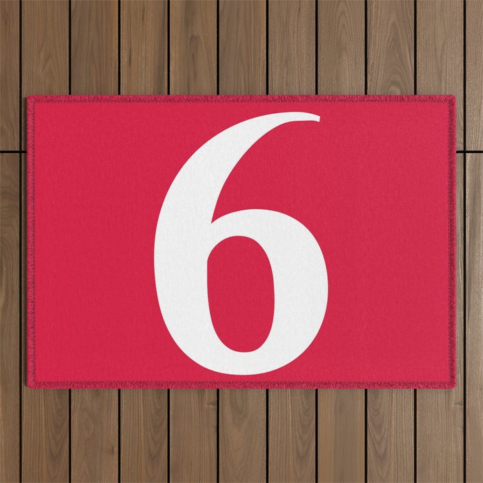 6 (WHITE & CRIMSON NUMBERS) Outdoor Rug