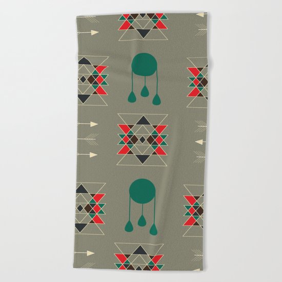 dream-catcher gray Beach Towel