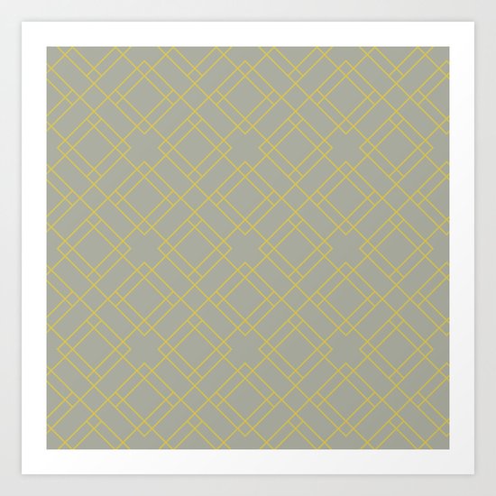 Simply Mod Diamond Mod Yellow on Retro Gray Art Print