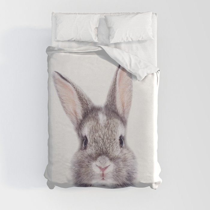 Bunny, Baby Rabbit, Kids Art, Baby Animals Art Print By Synplus Duvet Cover