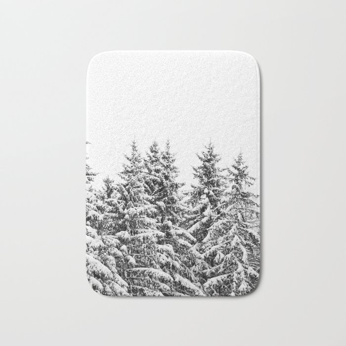 Snowy Pines | Winter Background Scenery Bath Mat