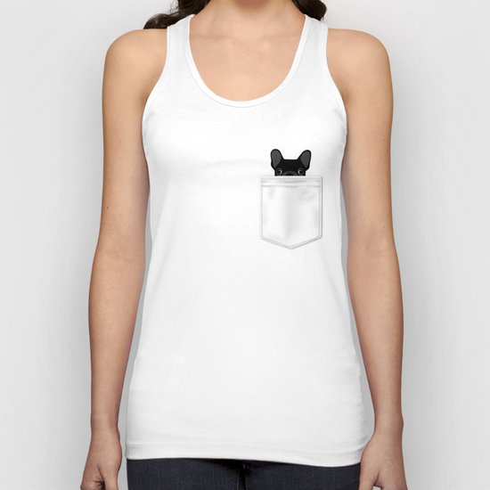 Pocket French Bulldog - Black Unisex Tank Top