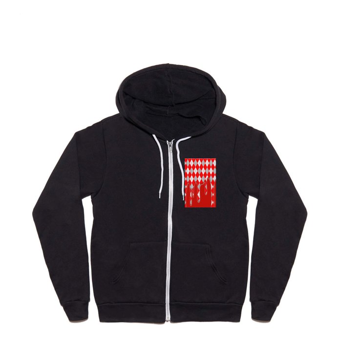 Red Silver Plaid Dripping Collection Full Zip Hoodie