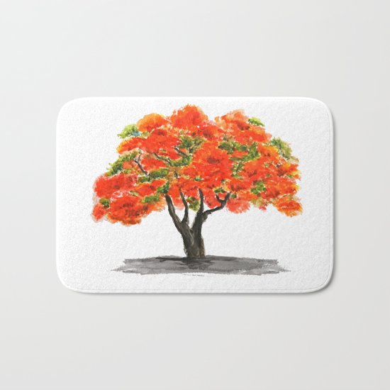 flame of the forest tree Bath Mat