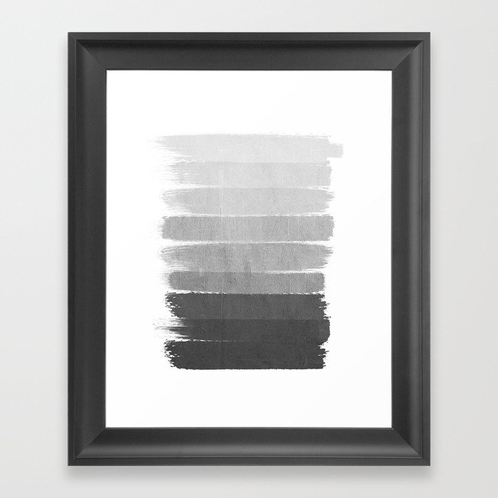 Brushstroke - Ombre Grey, Charcoal, minimal, Monochrome, black and white, trendy,  painterly art  Framed Art Print