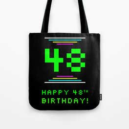 [ Thumbnail: 48th Birthday - Nerdy Geeky Pixelated 8-Bit Computing Graphics Inspired Look Tote Bag ]