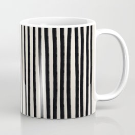 Black Vertical Lines Coffee Mug | Curated, Contemporary, Stripes, Geometry, Painting, Textile, Minimalism, Pattern, Digital, Texture 