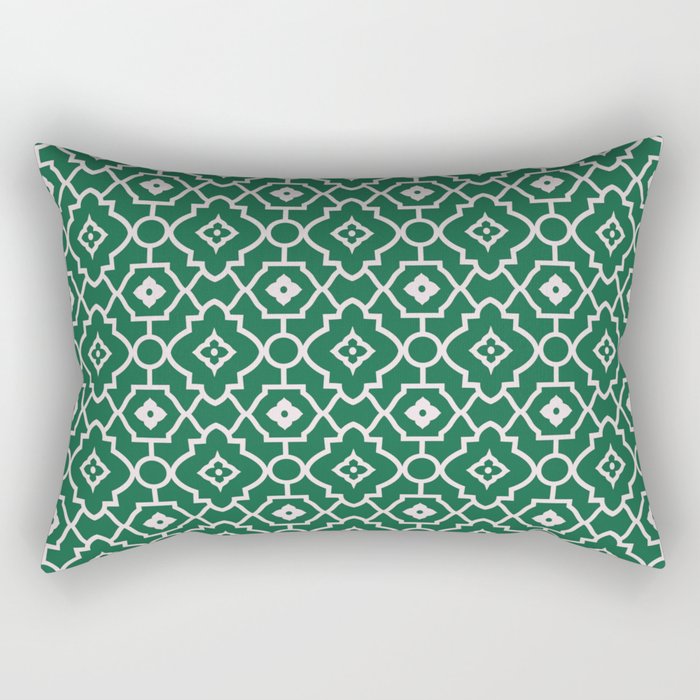 N242 - Oriental Heritage Traditional Green Moroccan Tiles Style Rectangular Pillow