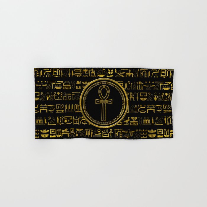 Gold Egyptian Ankh Cross symbol Hand Bath Towel by Creativemotions Society6