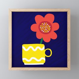 Red Flower Yellow Mug Framed Mini Art Print