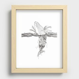Floral Whale Monochromatic Recessed Framed Print