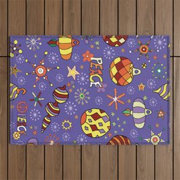 '70s peaceful retro Christmas pattern Outdoor Rug