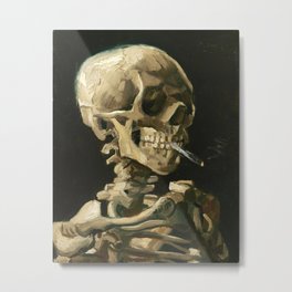 Skull of a Skeleton with Burning Cigarette by Vincent van Gogh Metal Print