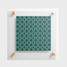 Green Blue and Black Native American Tribal Pattern Floating Acrylic Print