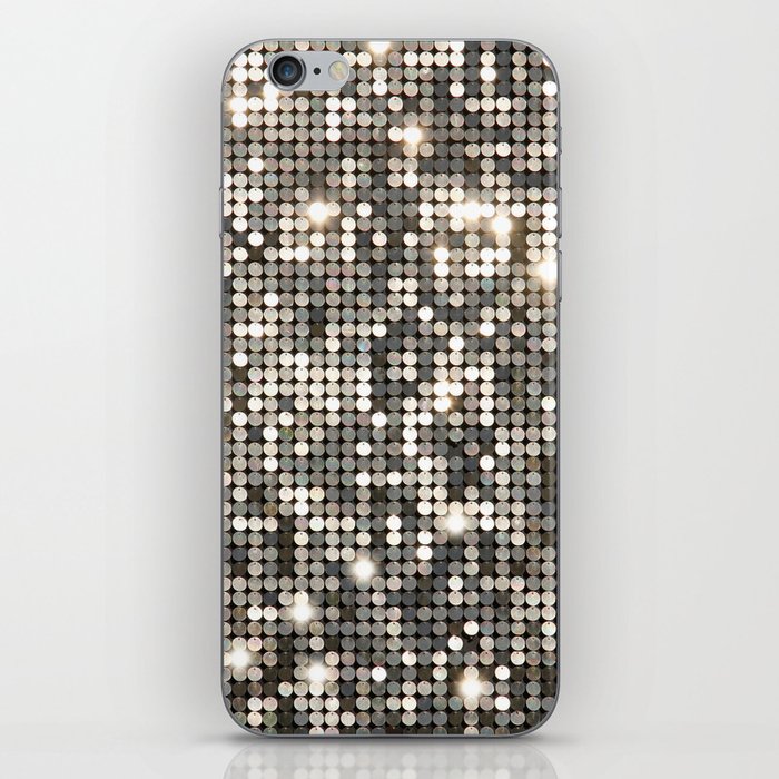 Silver Metallic Glitter sequins iPhone Skin