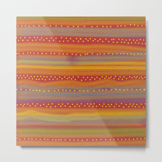 Red with Stripes and Dots Metal Print