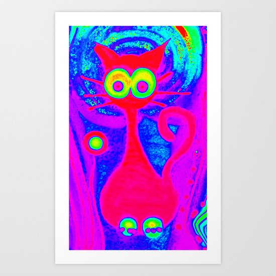 Psychedelic Cat Art Print