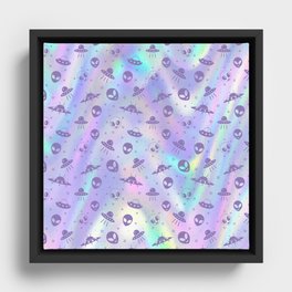 Holographic Aliens Framed Canvas