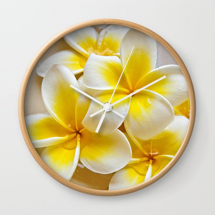 Plumeria Blossoms Wall Clock