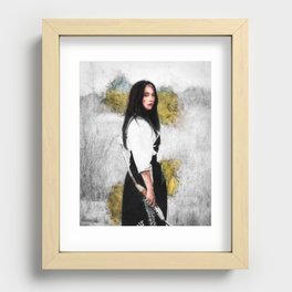 Girl with bow Recessed Framed Print