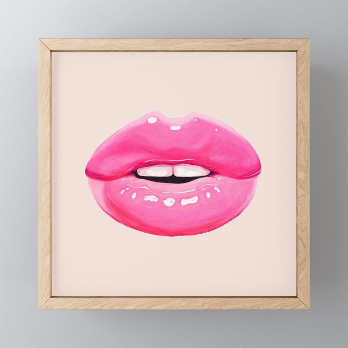 Fashion pink lips I Framed Mini Art Print