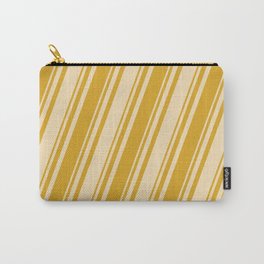 [ Thumbnail: Goldenrod and Tan Colored Striped/Lined Pattern Carry-All Pouch ]