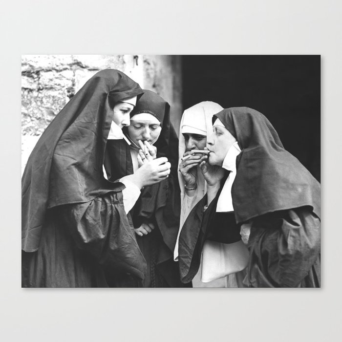 Nuns Smoking High Resolution Version Canvas Print