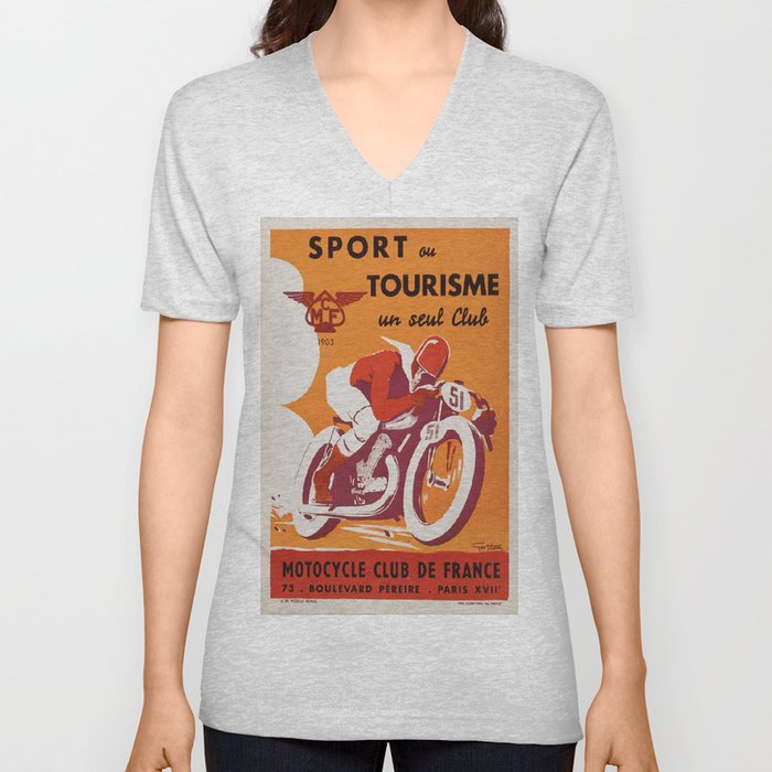 Vintage poster - Motocycle Club de France V Neck T Shirt