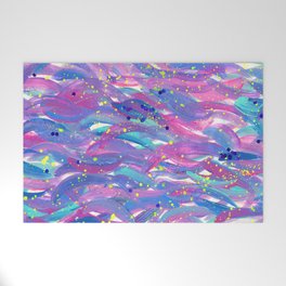 Colorful Mermaid Brushstrokes with Neon and Glitter Welcome Mat