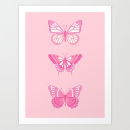 Pink butterfly art print. Girly room art. Art Print